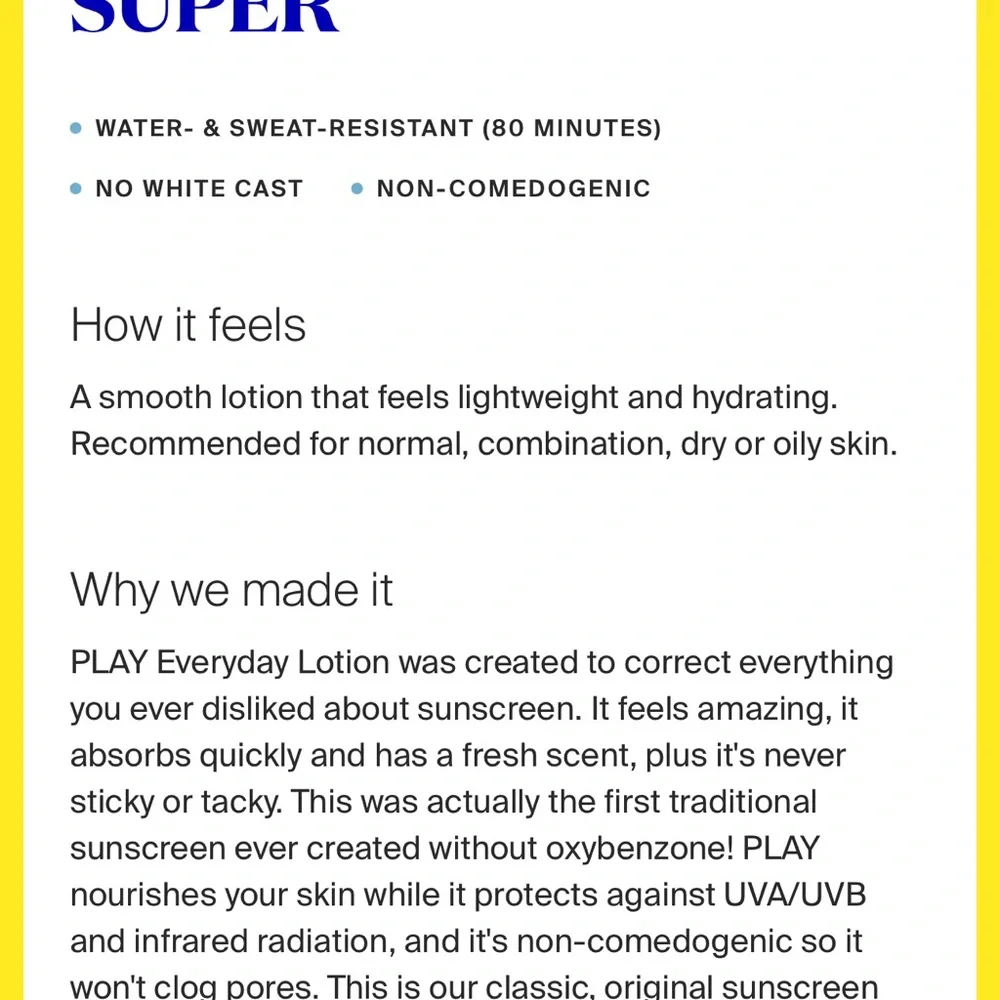Supergoop! PLAY Everyday Lotion SPF 50 - White and Yellow